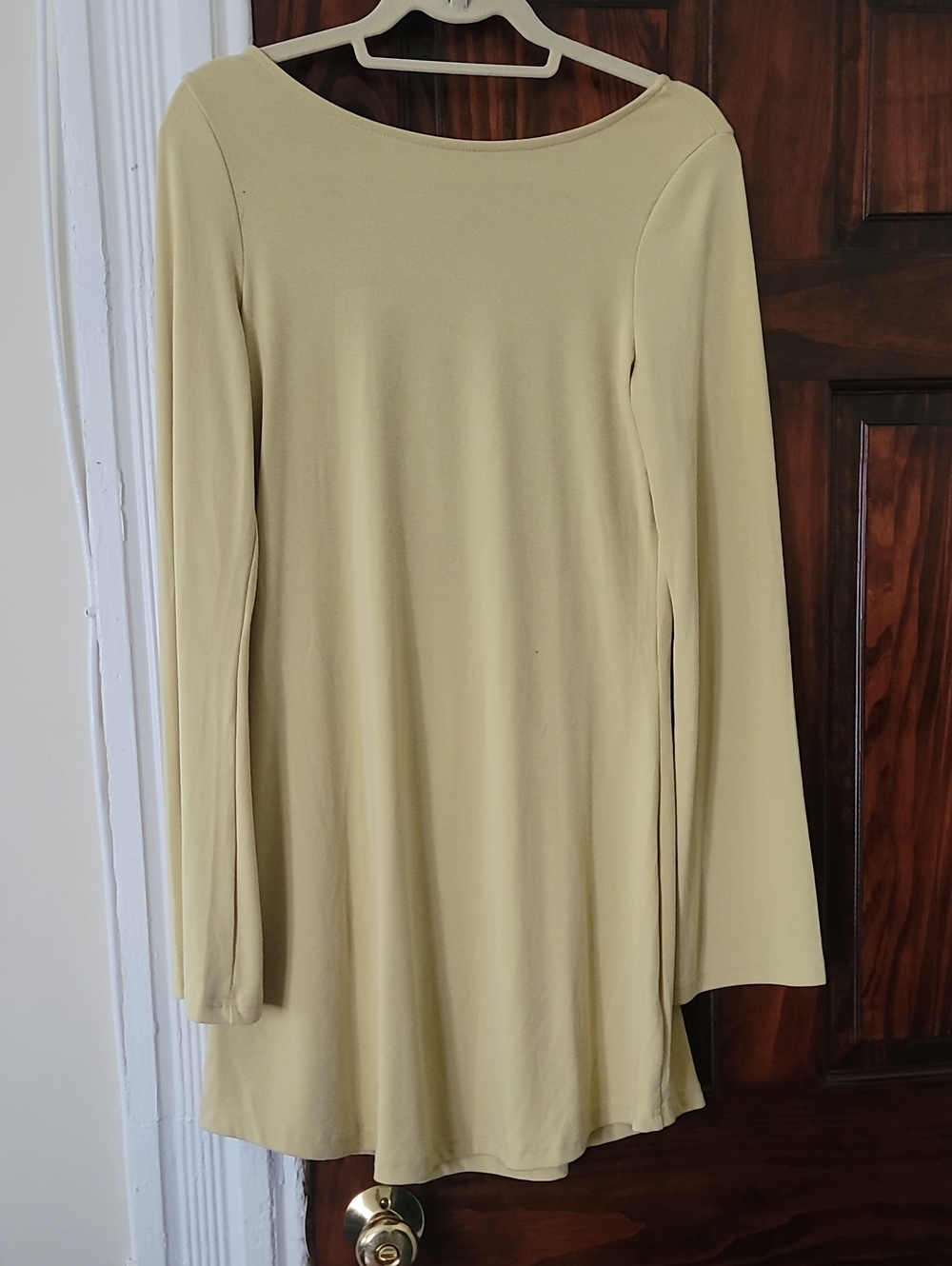 Women's Long Sleeve A-Line Dress in Light Yellow - Comfortable Everyday Style
